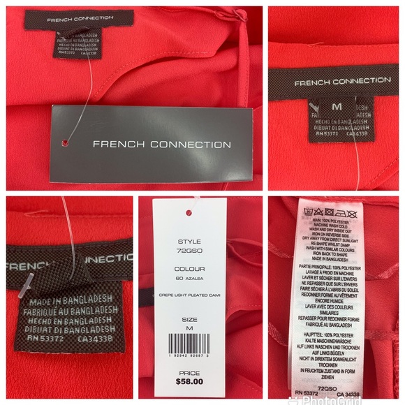 French Connection Crepe Light Azalea Pleated Hem Cami NWT, Medium - Picture 16 of 16